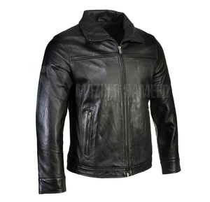 Nuevo diseño 100% Chaquetas de cuero Color negro Chaqueta de cuero de motocicleta Elegante ajuste delgado para hombres de Pakistán - Product Image 1