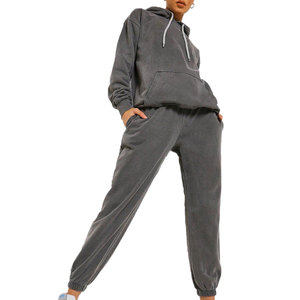 Sweat à capuche 2 pièces pour femmes délavé à l'acide de haute qualité meilleure vente manteau d'hiver à prix raisonnable logo de haute qualité vente en gros - Product Image 1