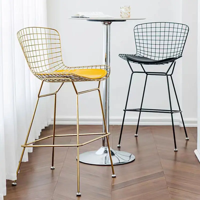 새로운 디자인 북유럽 금속 럭셔리 주방 높은 의자 홈 야외 바 의자 다리와 키가 큰 의자