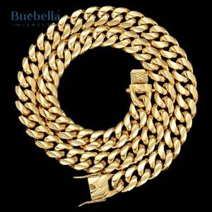 Oferta: Cadena Cubana de Plata 925 Chapada en Oro de 18K con Moissanita de 18MM, Joyería Fina para Hombre, Estilo Hip Hop, BUEBELLA JEWELS - Product Image 5