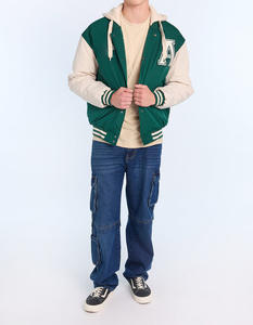 Veste de baseball varsity safari pour homme de haute qualité, col montant, hiver, logo personnalisé brodé, OEM - Product Image 4