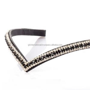 Banda de cuero negro y plateado con forma de V para cejas, banda personalizada con 3 filas en color negro y plateado - Product Image 1