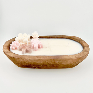 Bougeoir en bois d'acacia pour décorations de maison et de mariage Bol à bougie en bois avec accent de Noël - Product Image 1