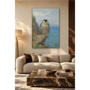 Impression sur toile de Fida Archibald Thorburn : Faucon sur un rocher en bord de mer - Product Image 5