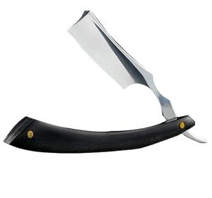 Navaja de Afeitar Profesional con Hoja Recta Afilada y Mango de Madera Negra para el Cuidado de la Barba Masculina y Uso en Salón - Product Image 1