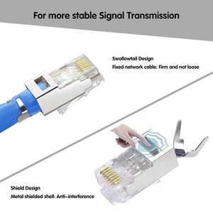 Connecteurs modulaires traversants Cat6a/Cat7 avec pigtail (lot de deux), pour câble torsadé <span class=keywords><strong>ou</strong></span> multibrin 23AWG - Product Image 3