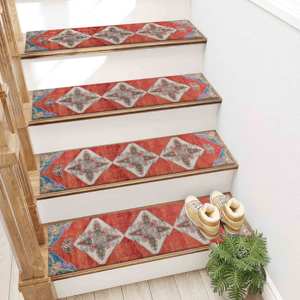 Stair <b>Step</b> Rug, Printed Rug: Blue, Red, Modern, Personalized, Gift, Easy Clean, Dining, <b>Machine</b> Washable, Cool - Product Image 4