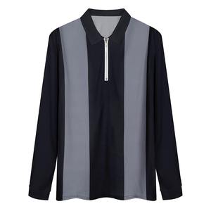 SIBRIN Factory Made Premium Quality Zipper Polo T-Shirt Personalizar Logo Unisex Full Sleeves Golf Athletic Casual Collared T-Shirt - Product Image 4