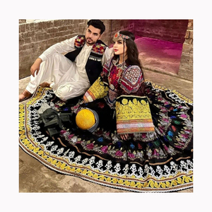 Conjunto de traje afgano de rayón con diseños indios tradicionales modernos para mujer para bodas al aire libre compuesto de algodón de seda a precio de exportación - Product Image 6