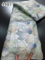 4407 Tissu de dentelle de luxe perlé et brodé, style Guatemala, avec paillettes et tulle, pour robe de mariée et de soirée, prix usine, très demandé