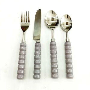 ชุดส้อมทานอาหารสแตนเลสมีด้ามจับทำจากเรซินช้อนและส้อมมีด้ามจับ - Product Image 1