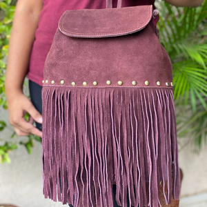 Da Lộn Fringe Ba Lô Độc Đáo Thời Trang Da Rucksack Túi Bohemian Túi Da