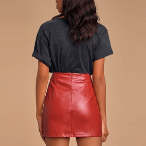 Vente chaude femmes décontracté été PU cuir jupes personnalisé Streetwear mode dans des couleurs unies - Product Image 2