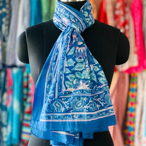 Style classique 100% coton doux Voile tissu plage Sarong Wrap bleu bloc imprimé été plage écharpe cadeau parfait pour elle - Product Image 1