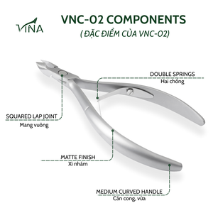 Coupe-cuticules professionnel en acier inoxydable gris Vina VNC-02-GC, coupe-cuticules de précision en acier au carbone - Product Image 4