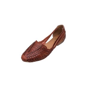 Mocassins plats pour femmes en cuir véritable marron, à bout pointu, tissés à la main, à enfiler, légers, respirants et élégants, pour la marche - Product Image 2
