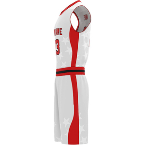 Ensemble d'uniformes de basketball personnalisés sublimés Blanc Rouge Noir 23 Col en V Sans manches Anti-transpiration Tenue de sport pour adultes - Product Image 5