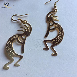 Boucles d'oreilles en métal de créateur à la mode avec des bijoux de mode de taille personnalisée pour les femmes est livré avec des boîtes à bijoux en bois élégantes - Product Image 2