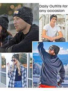 Trendmalls Mens/Women/<b>Kids</b> cap Unisex <b>Hat</b> Knit Cuffed <b>Beanie</b> (H01-Charcoal Black) - Product Image 5