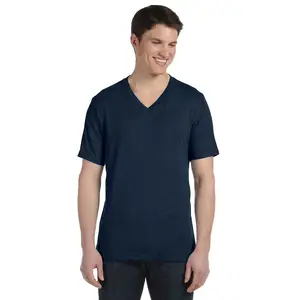 Camisetas masculinas de algodão elastano elástico com decote em V para homens