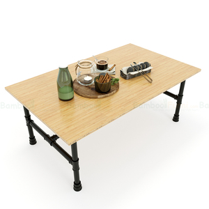 TEABAMBOO TB005 Coffee <b>Table</b> 60x100x40cm Durable Industrial Design with Pipe Legs for Home Living Room Furniture - Product Image 3