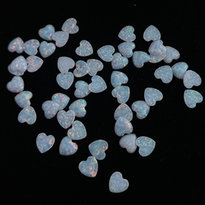 4mm 6mm 8mm Lab Created White Fire Opal Stone Smooth Heart Cabochon pour la fabrication de bijoux Loose Gemstone Semi Precious Cute Real - Product Image 4
