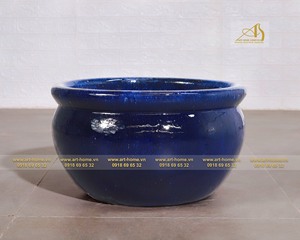 Glazed Ceramic <b>Pot</b> GL412-JA in Dark <b>Blue</b> Modern Design Eco-Friendly & Durable for Home & Garden Use - Product Image 2