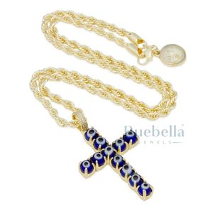 S925 plata azul Cruz collar hombres moda americana estilo Hip Hop fe Cruz colgante 20 "4mm cuerda cadena Moissanite encantos - Product Image 3