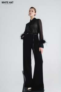 Tops y blusas para mujer El mejor precio Manga larga Esber Blusa de plumas de manga larga Embalaje personalizado Fabricante Whiteant - Product Image 3