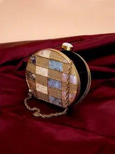 Bolso de Mano Exclusivo de Latón y Madreperla para Vestir de Noche, Bolso de Mano de Latón con Incrustaciones de Madreperla Hecho a Mano para Mujer - Product Image 3