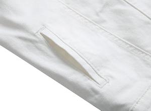 Veste en jean élégante pour homme, manteau tendance personnalisé, fermeture à bouton unique, col montant, coupe-vent, imprimé au dos, pour l'automne - Product Image 6