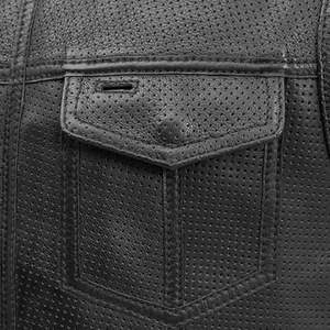Chaleco estilo motocicleta de cuero negro perforado nueva moda para hombre-doble cierre, fabricante personalizado de cuero clásico - Product Image 4
