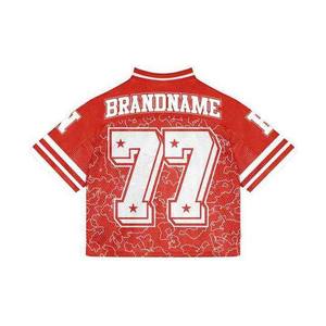 Maillot de football américain surdimensionné personnalisé 2025 à manches courtes en maille respirante avec impression sérigraphique pour adultes - Product Image 5