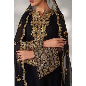 Vestido elegante de gasa bordado con corte en A PR-1250 - Product Image 5