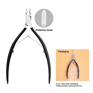 Pince à cuticules à Double ressort professionnelle de haute qualité pince à ongles pointue enduite de couleur noire pure avec poignée noire pour les doigts - Product Image 2