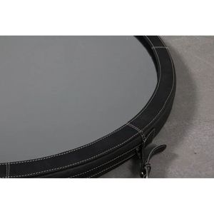 Luxury Oval <b>Wall</b> <b>Mirror</b> with Leather Frame <b>Silver</b> Finish for Bedroom or Bathroom - Product Image 2