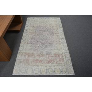 Tapis Vintage en Laine Turque 3.5ft X 6.1ft Beige Patchwork Tapis de Salon Tissage Plat avec Support en Latex - Product Image 1