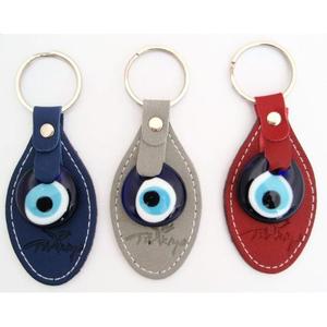 Porte-clés en cuir 10x4 cm Œil en verre Accessoire élégant et durable - Product Image 2