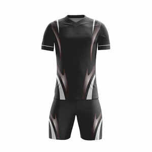 Ensemble de maillot de football sublimé pour homme Index Apparel, noir et blanc, col en V, manches courtes, respirant, coupe athlétique - Product Image 2