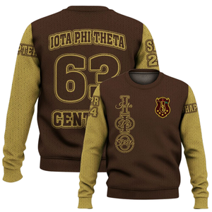 Iota Phi Theta 1963 Chenille Patch Knit Sweater Greek Fraternity Pullover Acrílico Greek Life Apparel Ropa de invierno - Product Image 6