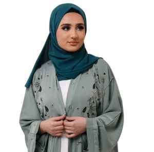 Mode musulmane femmes noir ouvert avant Abayas pour la fête perles dubaï robes dames vêtements islamiques robe modeste Abaya - Product Image 5