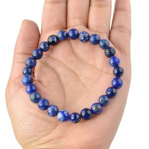 Bracelet en perles rondes de 8 mm en lapis-lazuli naturel pour la sagesse, la confiance et la clarté mentale - Cadeau religieux - Product Image 1