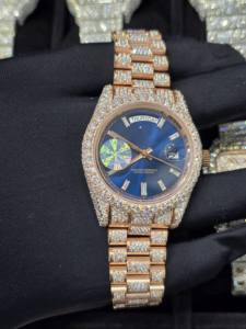 Montre de luxe personnalisée avec diamants, 100% testée au diamant, VVS Moissanite, Hip Hop, acier inoxydable glacé, montres analogiques mécaniques - Product Image 1