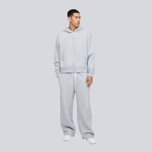 ชุดวอร์มมีฮู้ดหนานุ่มสำหรับฤดูหนาว สไตล์ลำลอง สกรีนโลโก้ได้ ชุดวอร์มผ้าฝ้าย 100% ไซส์ปกติสำหรับผู้ชาย - Product Image 1