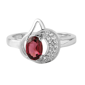 Handmade Women's Natural Garnet White Topaz <b>Ring</b> <b>925</b> Sterling <b>Silver</b> Platinum Oval Cut Diamond Everyday Wear Jewelry Shah Gems - Product Image 1