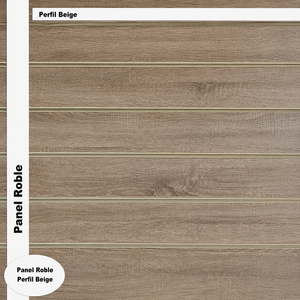 แผ่นผนังสล็อตวอลล์ Cambrich Oak Reinforced หนา 19 มม. พร้อมแผ่นอะลูมิเนียมสีเบจหนา 1.2 มม. ขนาด 1200x1200 มม. ผลิตในสเปน - Product Image 2