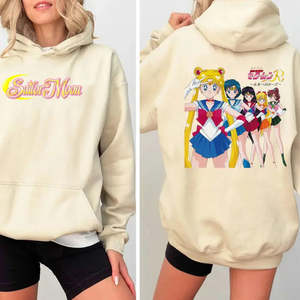 Sweat-shirt respirant Sailor Moon pour femme, mignon, tricoté, pour le quotidien, avec motif de dessin animé et col à capuche en soie - Product Image 3