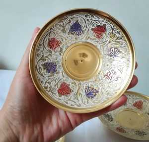 Taza y platillo de diseño en relieve de latón puro para servir té, café, vajilla, volumen 150 ML - Product Image 5