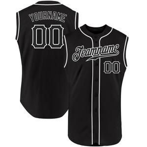 Camiseta de béisbol sin mangas auténtica negra-blanca personalizada ropa de equipo personalizada superventas - Product Image 1