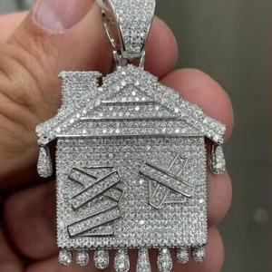 Dijes Personalizados con Forma de Letra para Hombre, en Plata de Ley Chapada en Oro Blanco de 14K, con Diamante Real de 2.00 Ct, para Fiestas - Product Image 1